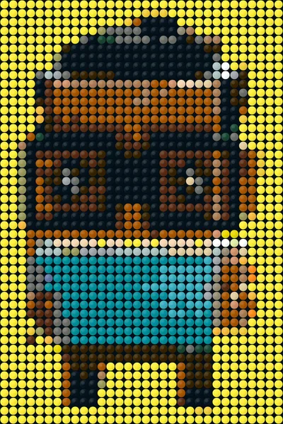 Mosaïque de la Brickmiteuse 01 de face, 32 × 48 tenons, faite avec le Créateur de mosaïque