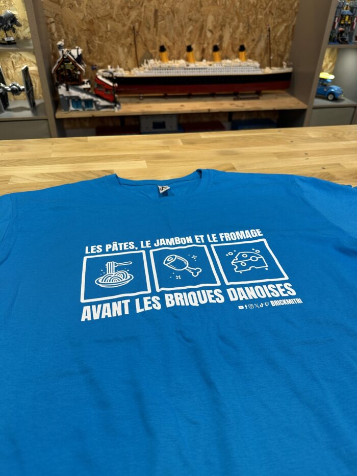 T-shirt Bleu « les pâtes, le jambon et le fromage »