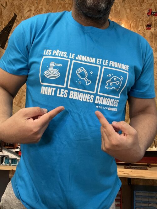 T-shirt Bleu « les pâtes, le jambon et le fromage »