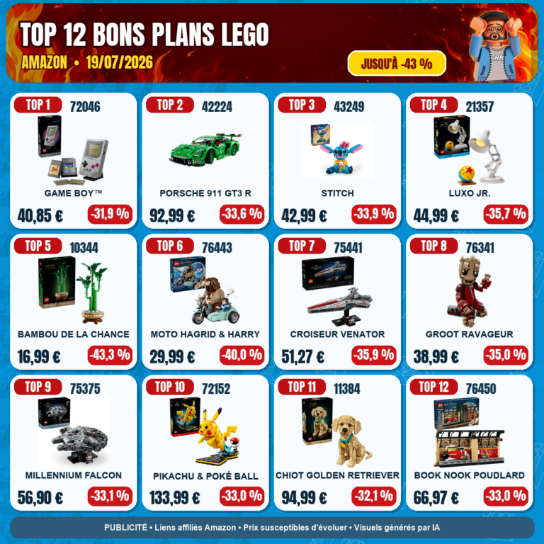 Bons plans LEGO Amazon : les 12 meilleures promotions du 19 juillet 2026