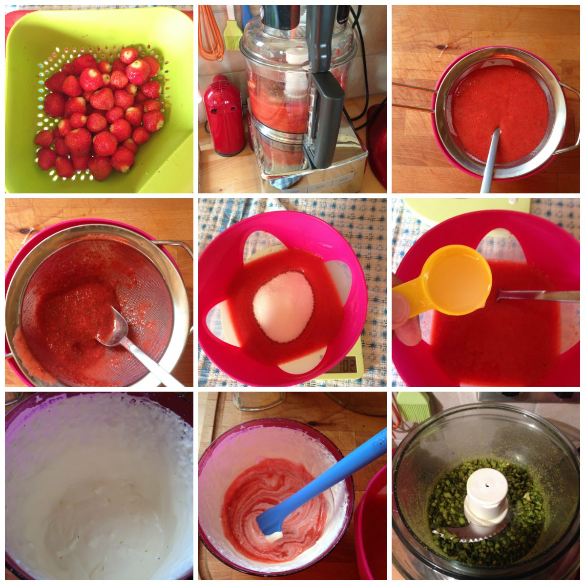 Glace à la fraise + pistaches