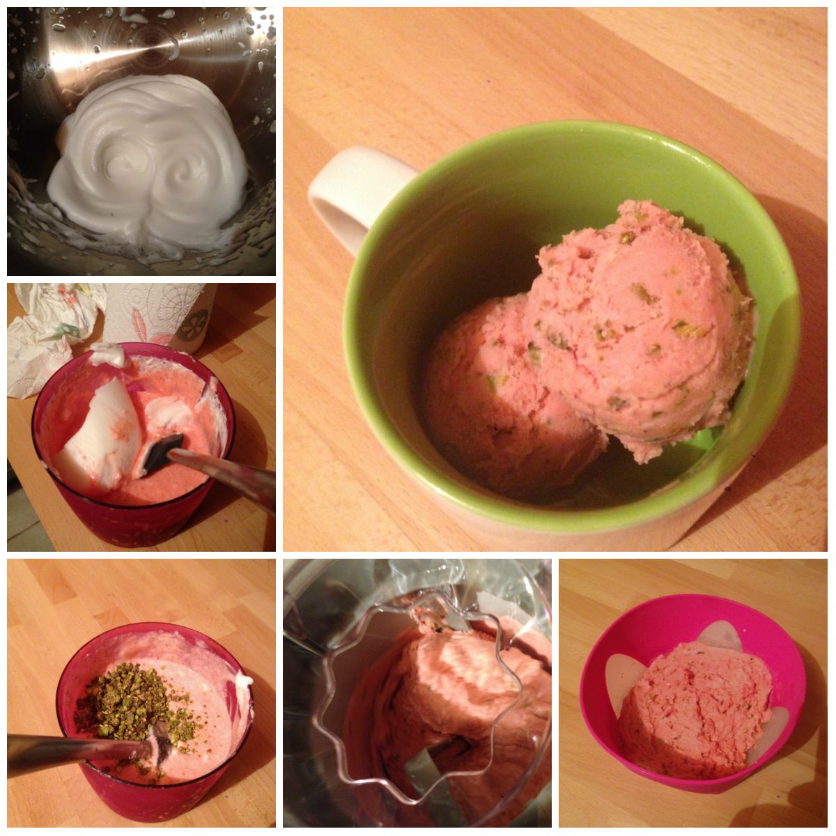 Glace à la fraise + pistaches